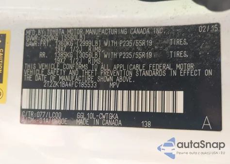 2015 Lexus Rx 350 from USA, damaged, VIN 2T2ZK1BA4FC185533